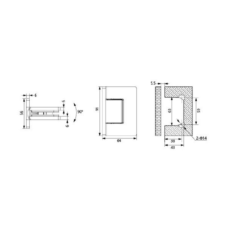 Glass Shower Door Hinge RAS4808
