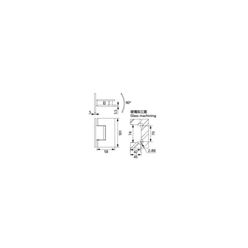 Glass Shower Door Hinge J542-101