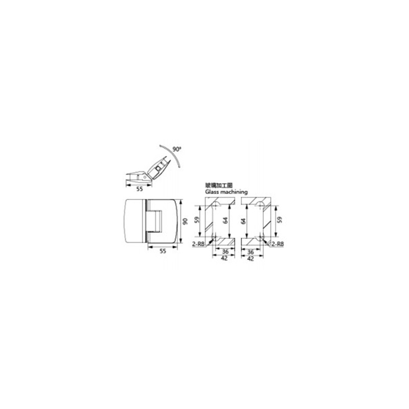 Glass Shower Door Hinge 4249