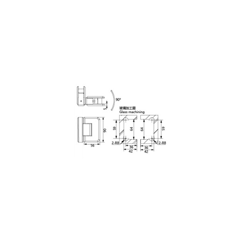 Glass Shower Door Hinge 4256-90