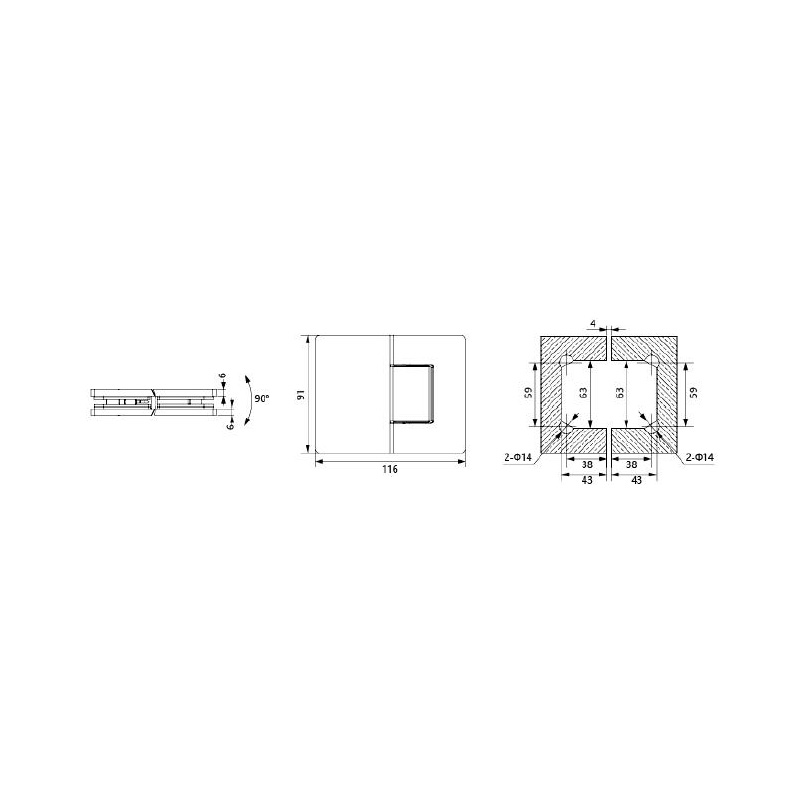 Glass Shower Door Hinge RAS4808-180