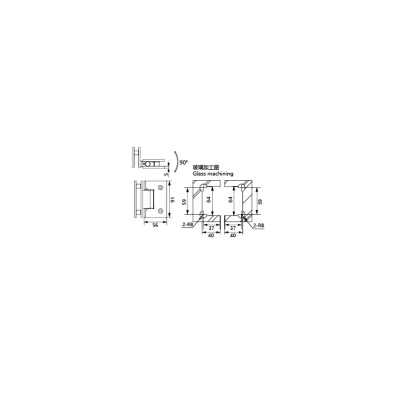 Glass Shower Door Hinge A4802-90